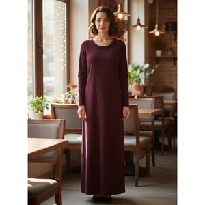 Kindred Spirit Maxi Dress Women's Medium Purple Corduroy Long Sleeve Minimalist